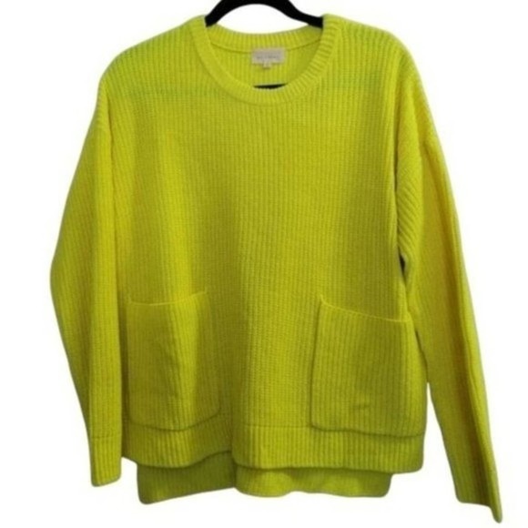 Melloday Neon Yellow Cowl Neck Knit Sweater M - Picture 1 of 6
